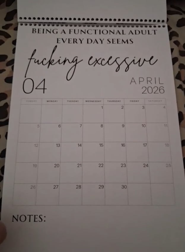 😂Fuck It 2026 Spiral Bound Wall Calender📆