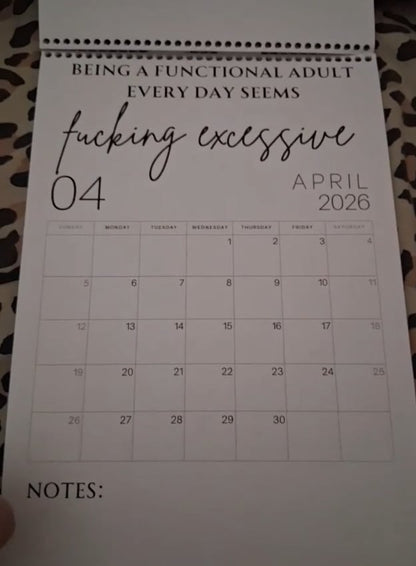 😂Fuck It 2026 Spiral Bound Wall Calender📆
