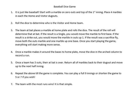 📐Handmade - 🎲Baseball Dice Board Game(BUY 2 GET FREE SHIPPING)