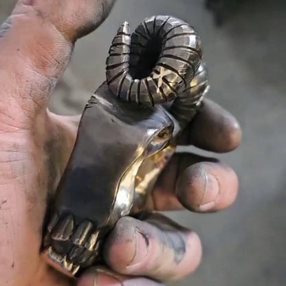 Handmade Ram Horn Skull Knuckles