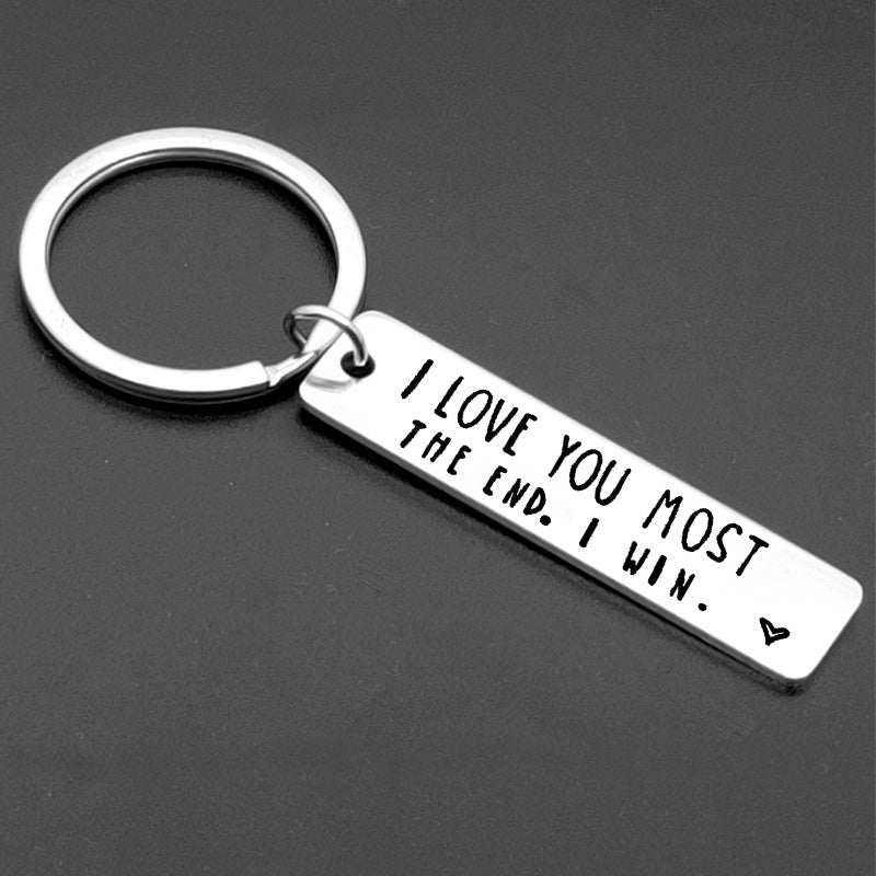 💖I Love You More The End I Win"Funny  Keychain-- 🎁A personalised gift for him/her