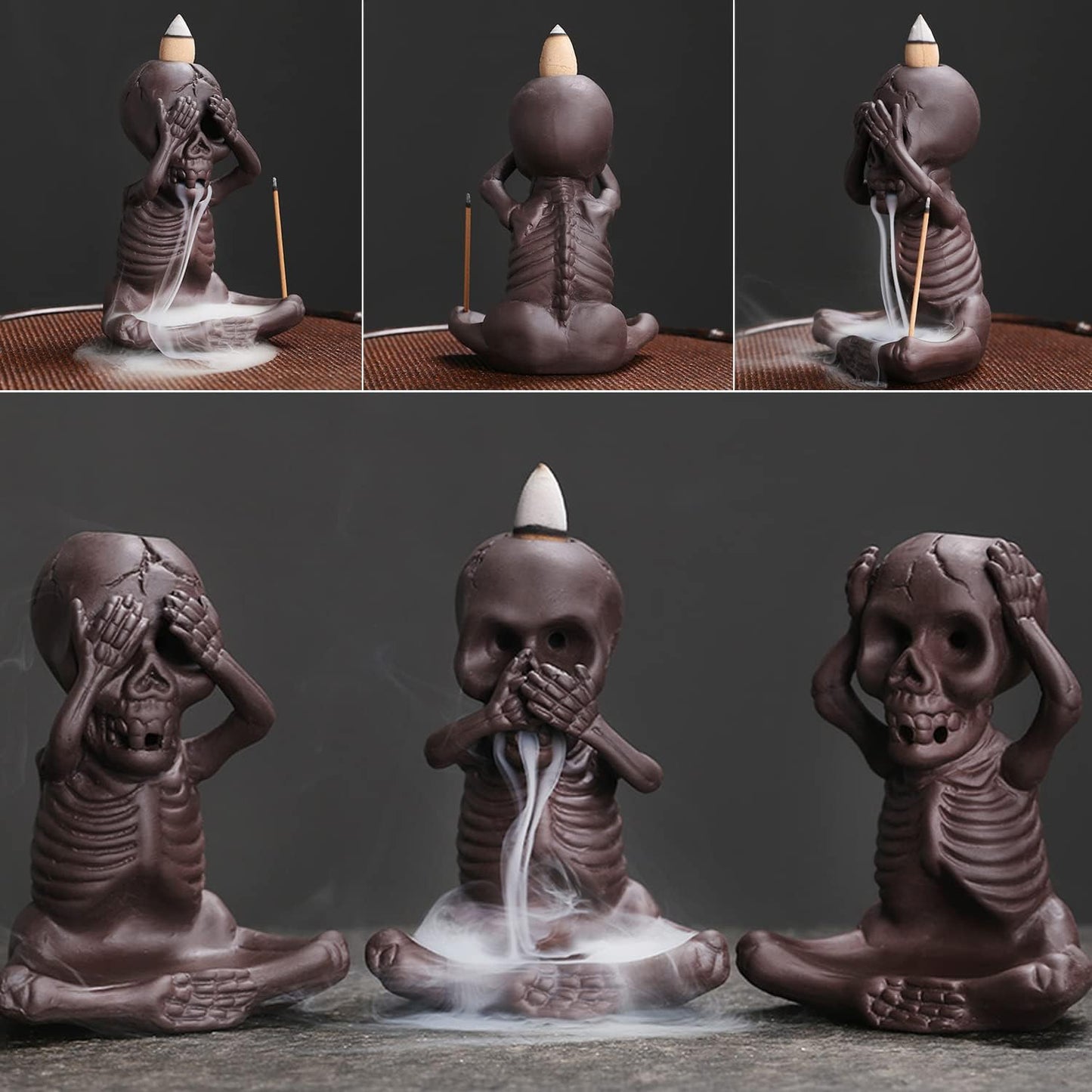 💥☠Skull Head & Little Devil Backflow Censer Decoration