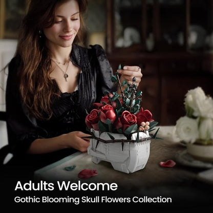 🔥Last Day 50% OFF💀🌹Gothic Skull Rose Building Set