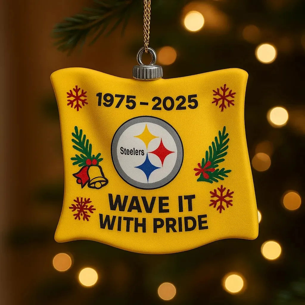 🎄 🎁Pittsburgh Steelers – “Terrible Towel” 50th Anniversary Ornament(Double-sided embroidery)