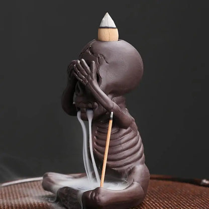 💥☠Skull Head & Little Devil Backflow Censer Decoration