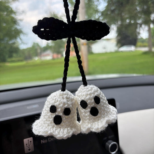 👻Handmade Crochet Ghost Car Charm