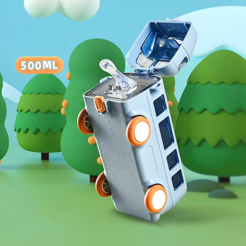 🔥500ML Bus Shaped Water Bottle With Straws🥛