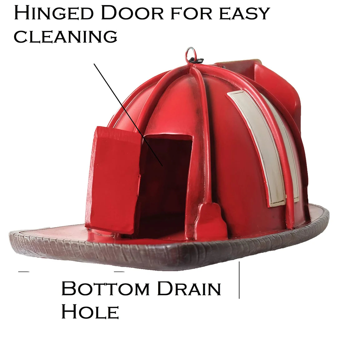 ⛑HOT SALE 50% OFF🐦️Retro Red Firefighter Helmet Bird House💖