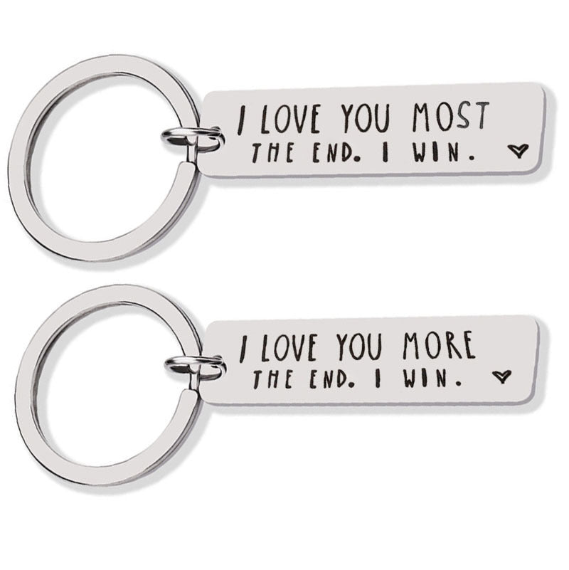 💖I Love You More The End I Win"Funny  Keychain-- 🎁A personalised gift for him/her