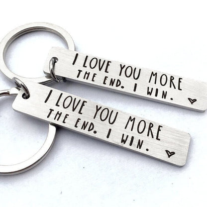 💖I Love You More The End I Win"Funny  Keychain-- 🎁A personalised gift for him/her