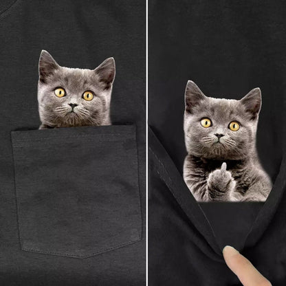 😾🖕Pocket Middle Finger Cat T-Shirt（Buy 2 Free Shipping）