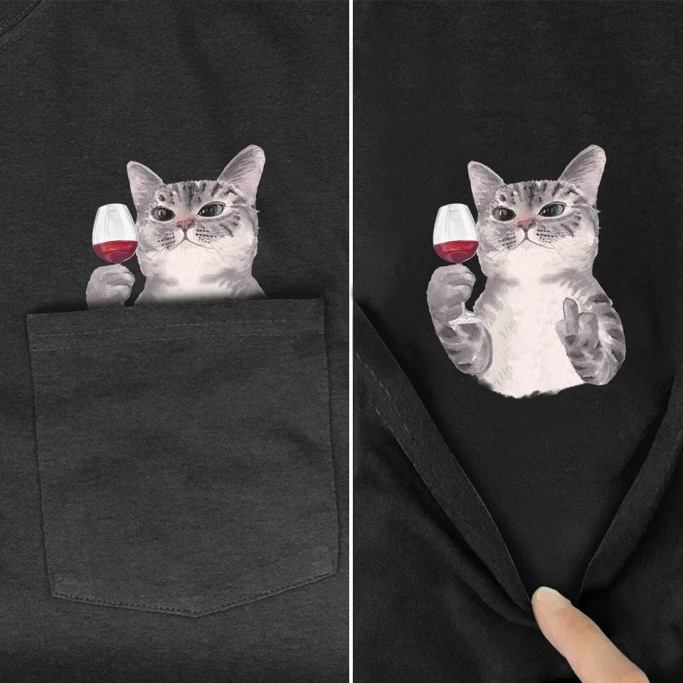 Hidden Middle Finger Signed Funny Cat Printed T-Shirt（Buy 2 Free Shipping）