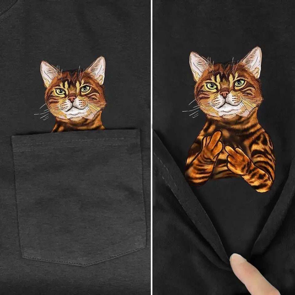 Hidden Middle Finger Signed Funny Cat Printed T-Shirt（Buy 2 Free Shipping）