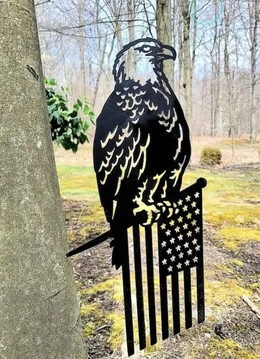Metal Eagle Flag Tree Stake